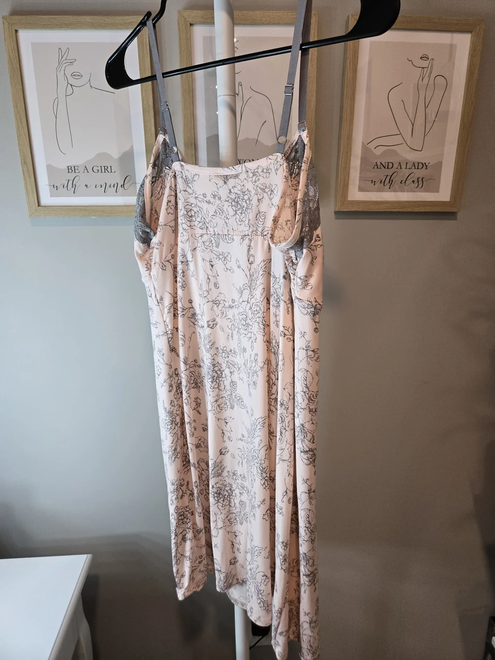 Talbots Pink Floral Lace-Trim Slip Dress